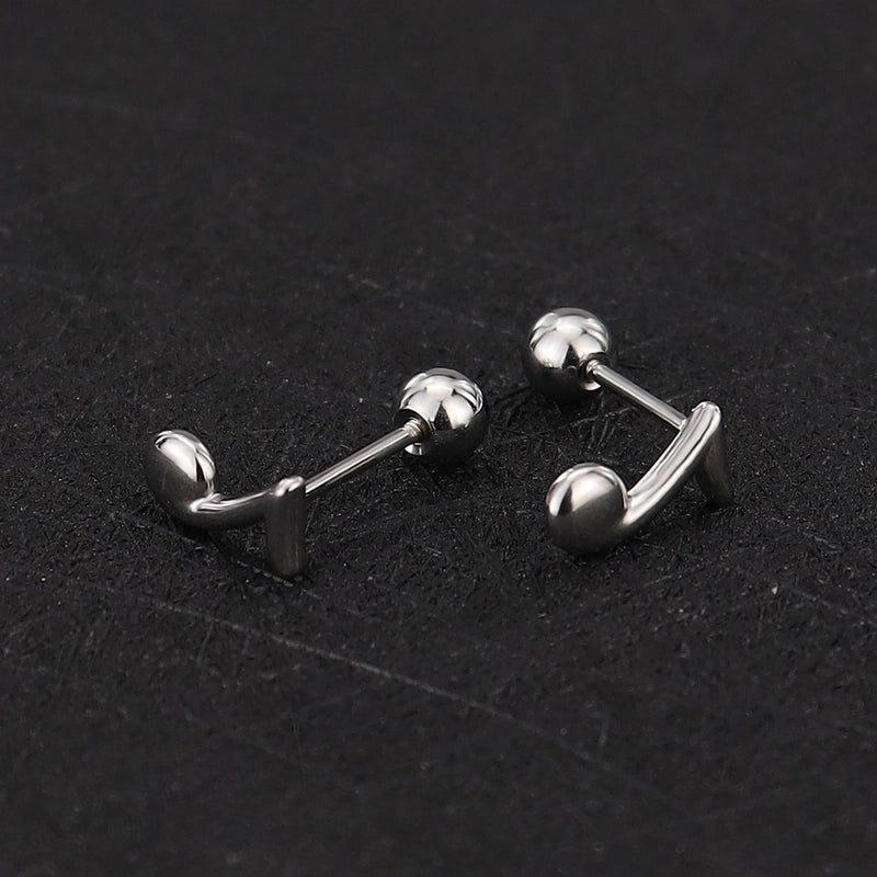 1 Piece Cute Minimalist Geometric Animal Crown Plating Titanium Steel Ear Studs