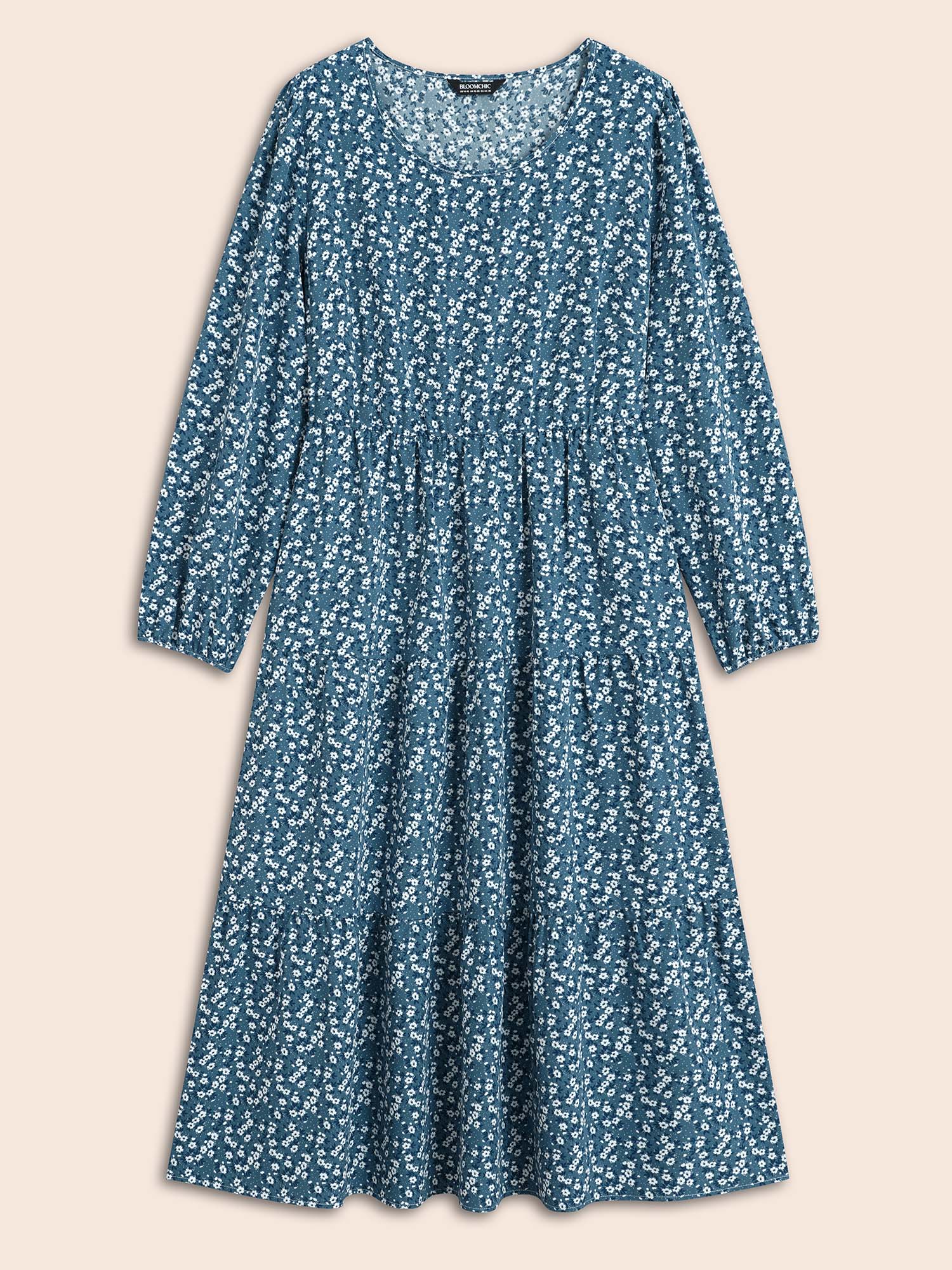 Ditsy Floral Ruffle Layered Hem Dress