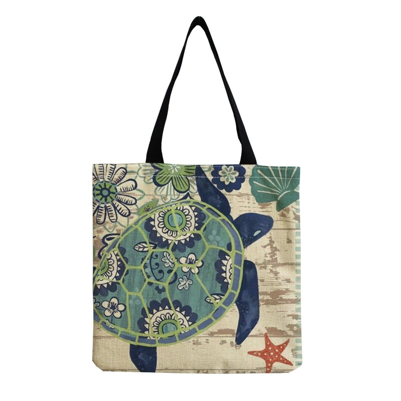 Women's Medium Linen Animal Beach Square Open Shopping Bags