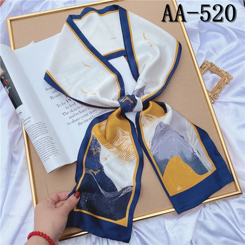 Women's Elegant Geometric Satin Printing Silk Scarf