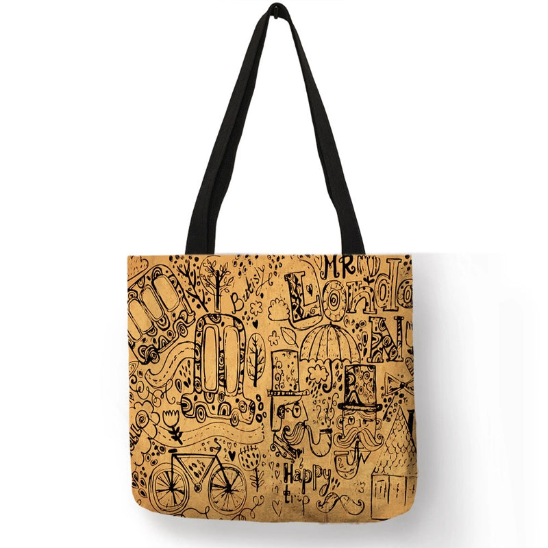 Women's Medium Polyester Printing Basic Classic Style Square Open Shoulder Bag