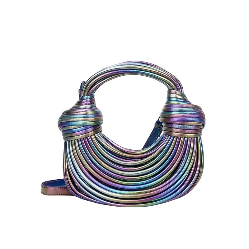 New Arrival Hand-Woven Pull-up Women's Bag Multi-Color Texture Shoulder Underarm Bag Messenger Bag