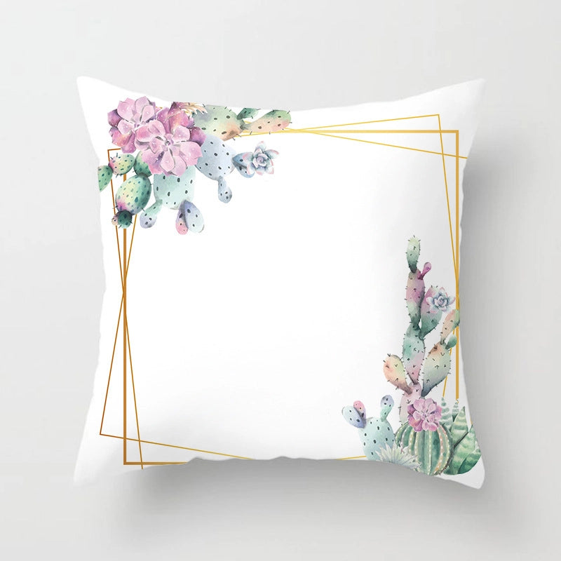 Modern Style Pastoral Letter Plant Linen Pillow Cases Couch & Sofa Decor