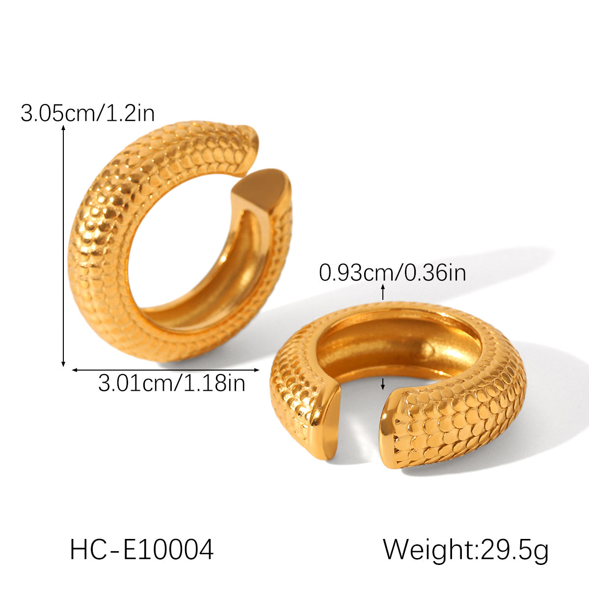 C-Shaped Scale Texture Stainless Steel Ear Bone Clip Striped Hollow Ear Clip Personality Simple Titanium Steel Earrings