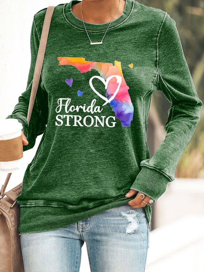 Women's Florida  Strong Mitton Hurricane Print Casuasl Sweatshirt