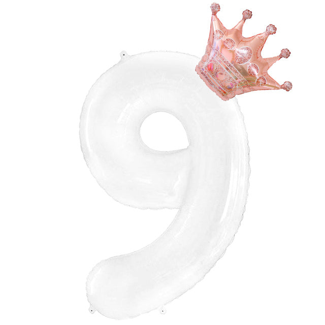 Foil Balloon for Birthday Party Number with Crown