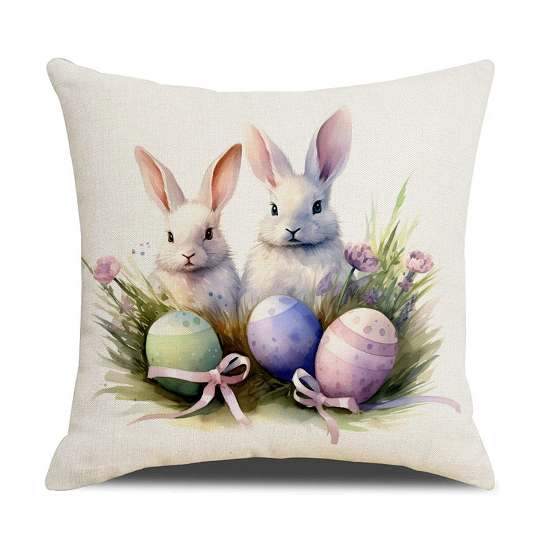 Easter Minimalist Classic Style Rabbit Linen Pillow Cases Couch & Sofa Decor