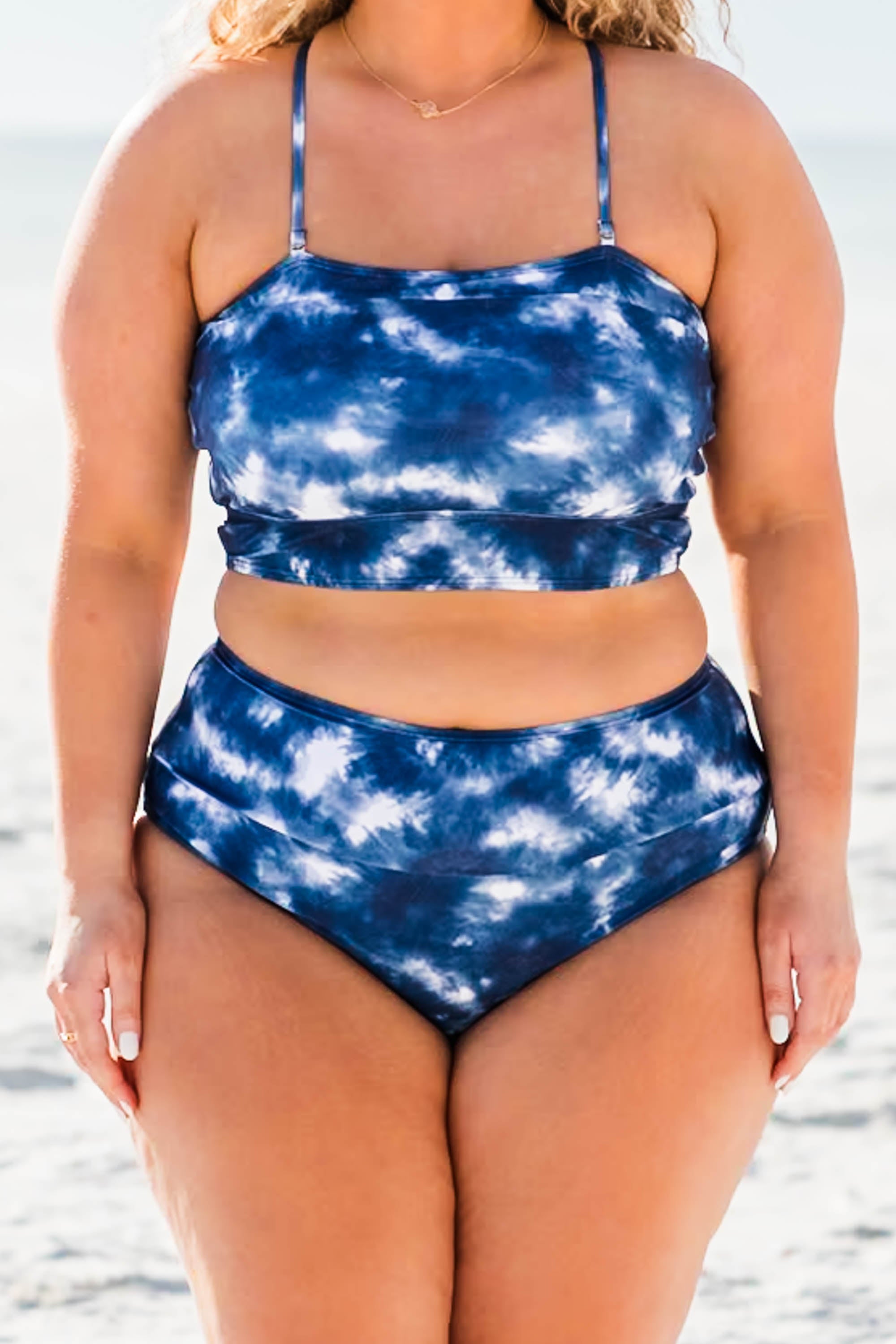 Hidden Islands Swim Bottom. Tie Dye-Blue