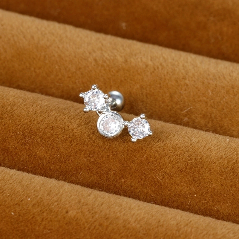 1 Piece Minimalist Geometric Plating Inlay Stainless Steel Zircon Cartilage Earrings