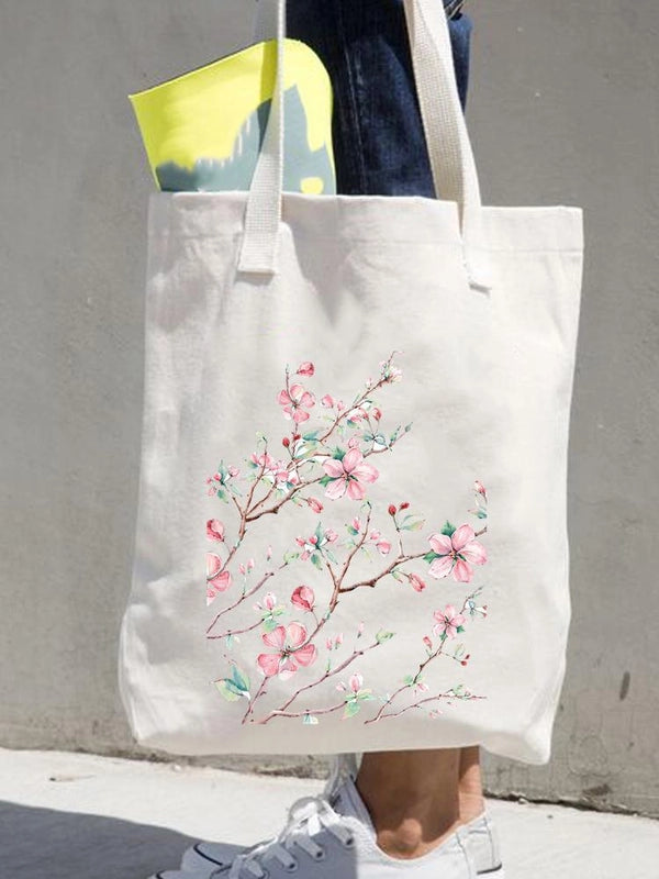Women's Printed Shopping Bag Casual Shopping Handbag Women's Shoulder Bag Large Capacity New Artistic Fresh Women's Bag