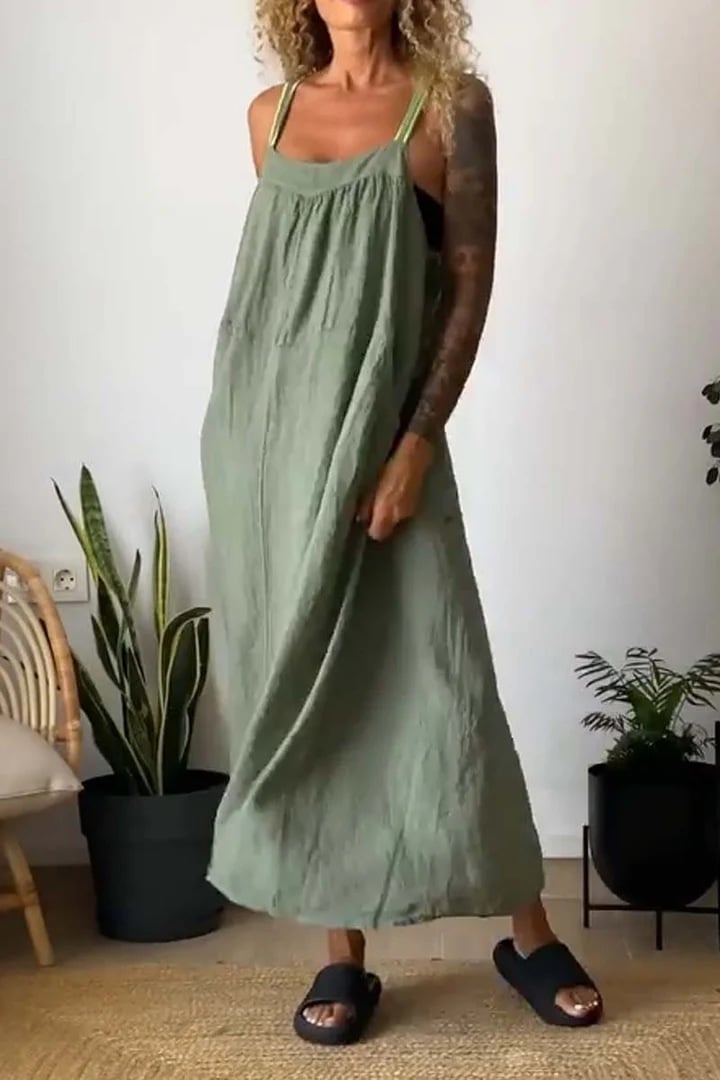 Women's Simple Cotton Linen Sling Dress🔥Free Shipping