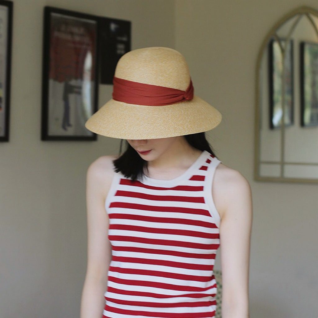 Foldable Elegant Ribbon Straw Hat