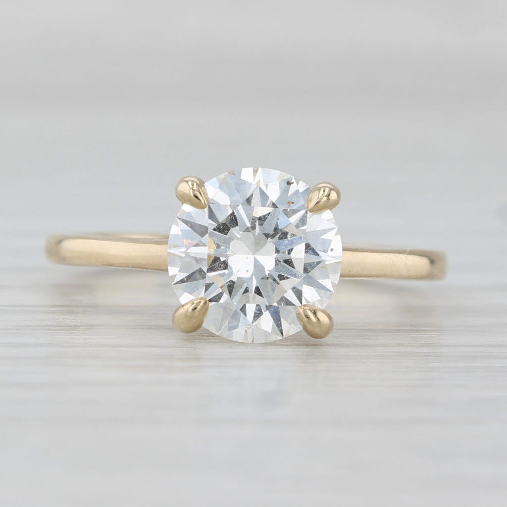 2ct Round Brilliant Solitaire Diamond Engagement Ring 14k Gold Size 6.25 GIA