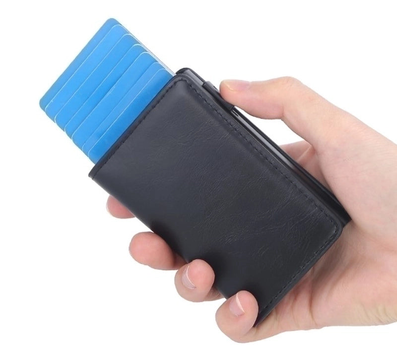 Men's Solid Color Pu Leather Open Card Holders