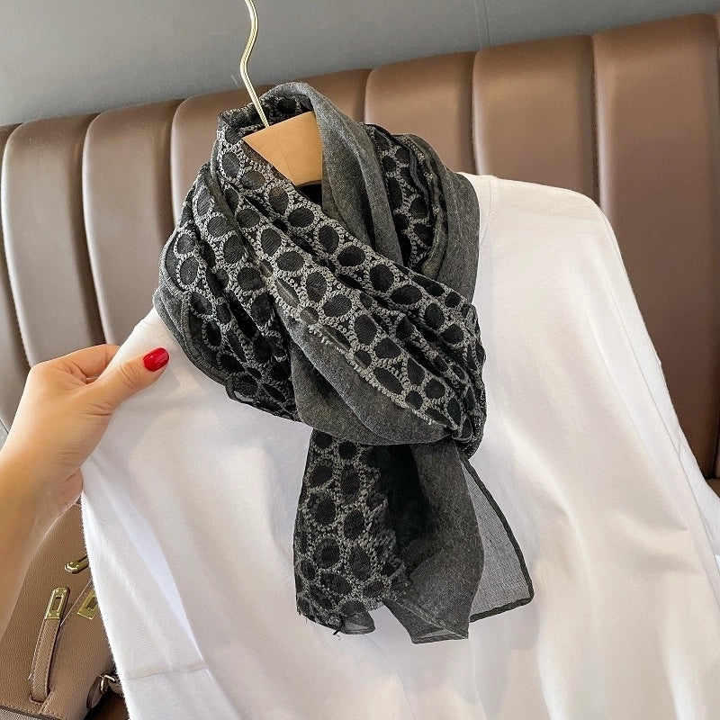 Women's Classic Style Solid Color Voile Patchwork Shawl