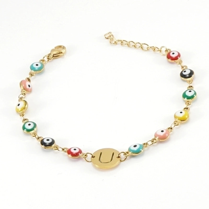 Fashion Letter Eye 304 Stainless Steel 18K Gold Plated Stainless Steel Bracelets In Bulk
