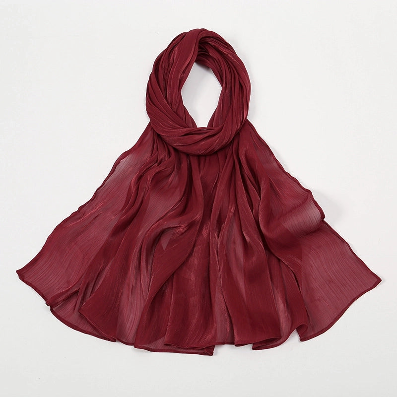 Women's Minimalist Solid Color Island Wrinkle Scarf Kerchief