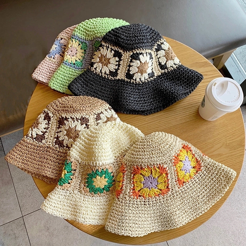 Women's Sweet Flower Flowers Wide Eaves Straw Hat