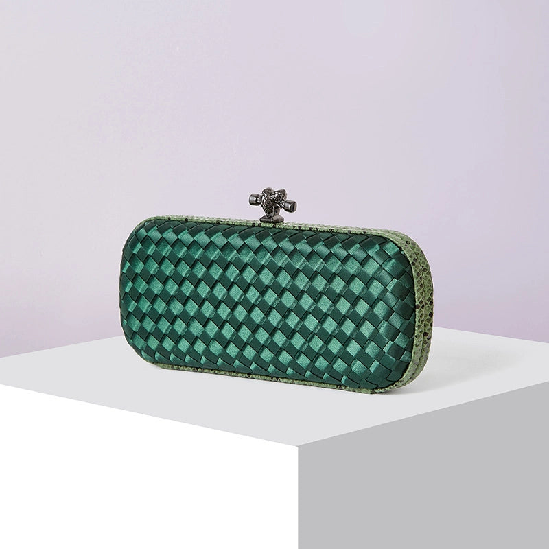 Factory Direct Sales Silk Hand-woven Women's Clutch Crossbody Simple Evening Bag Chain Pouch