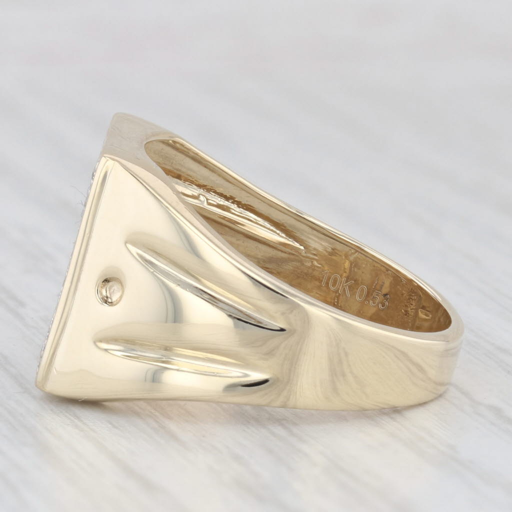 0.53ctw Pave Diamond Ring 10k Yellow Gold Size 10.5 Men's