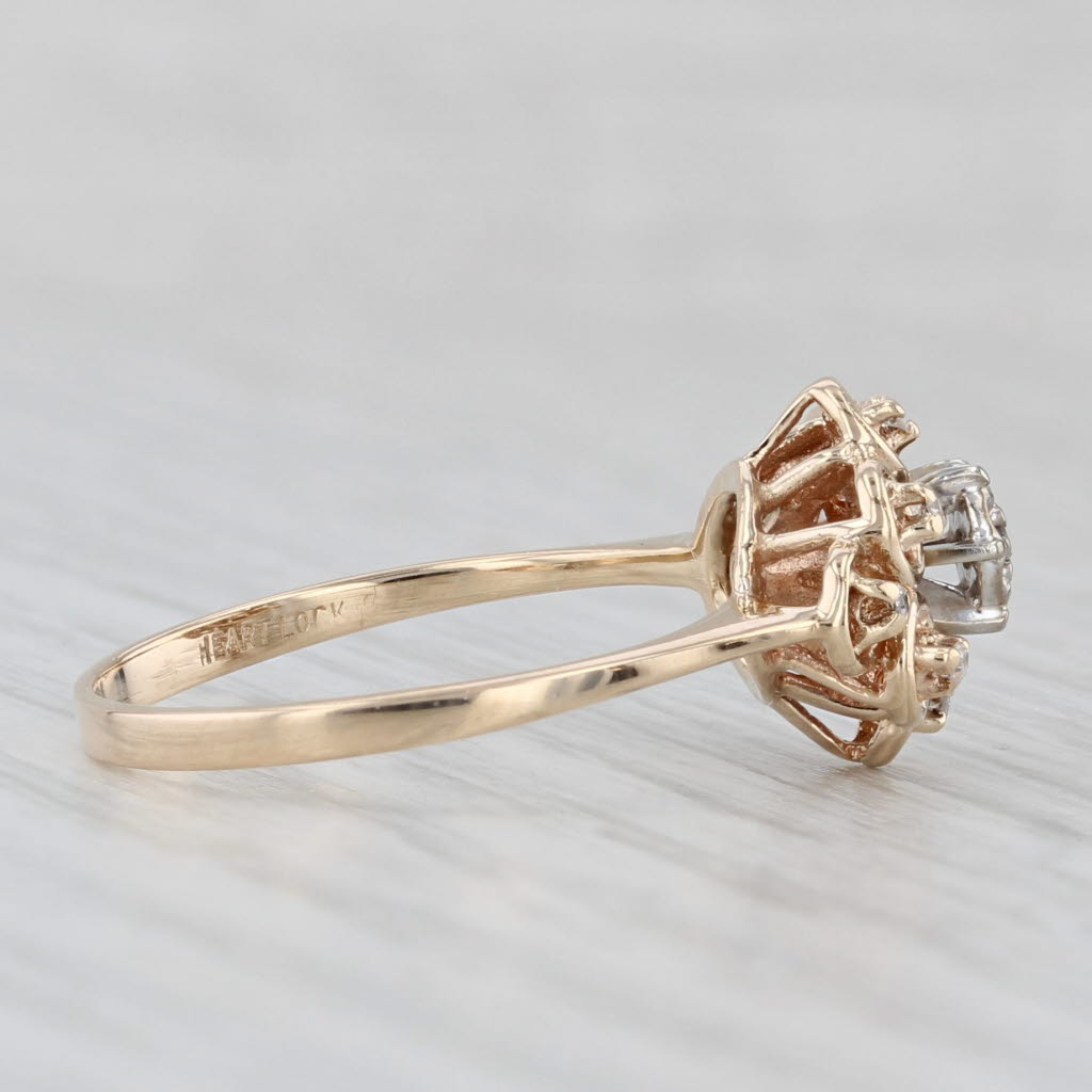 Vintage Diamond Cluster Ring 10k Yellow Gold Size 7