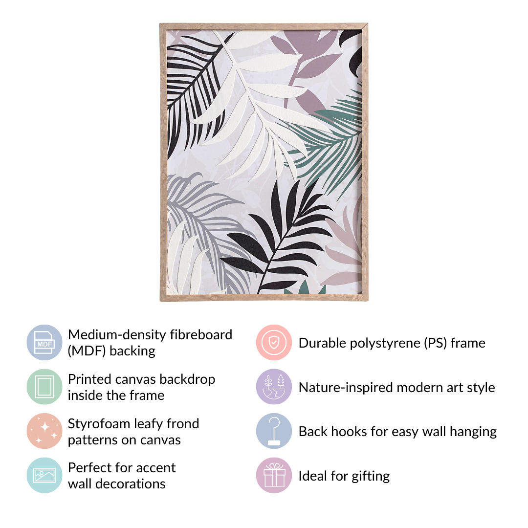 Tropic Embossed And Printed Canvas Wall Art Frame 23x17 Inch