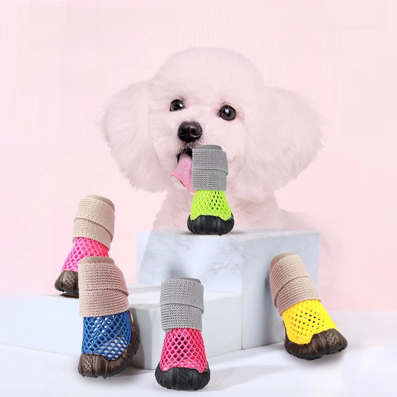 Pet Small Dog Teddy Bear Chenari Dog Shoes Mesh Hollow Breathable Elastic Soft Sticky