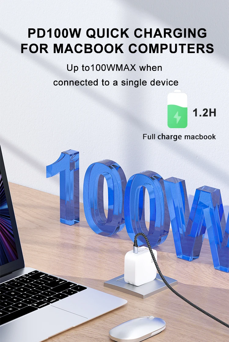 IBD Foldable US Plug Gan PD 100W Fast Travel Charger multifunction 1 USB 3 Type C Usb-c Wall Charger for macbook phone