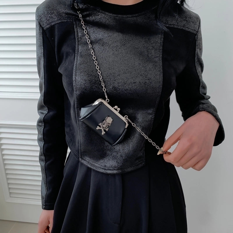 Halloween Women's Small Pu Leather Cross Skull Streetwear Buckle Crossbody Bag