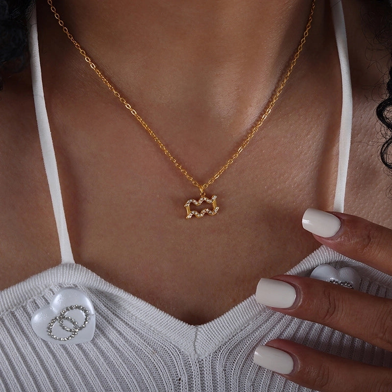 Minimalist Constellation Titanium Steel Zircon 18K Gold Plated Plating Inlay Pendant Necklace