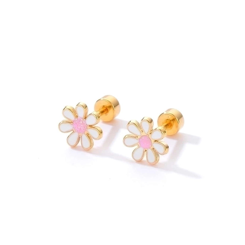 Minimalist Flower Plating 201 Stainless Steel 18K Gold Plated Ear Studs