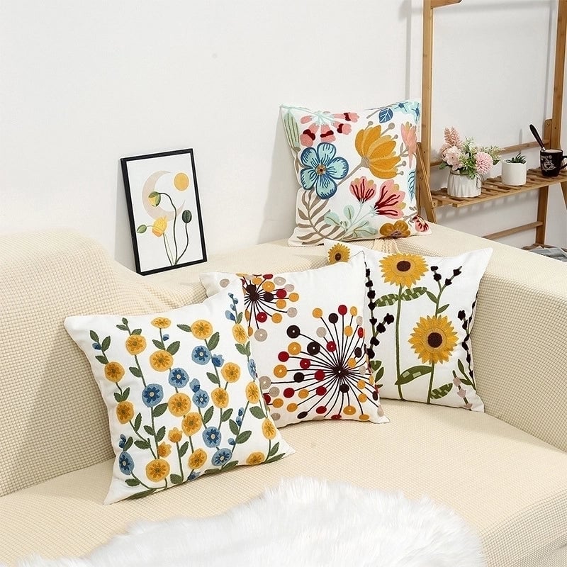 Fashion Flower Canvas Throw Pillow