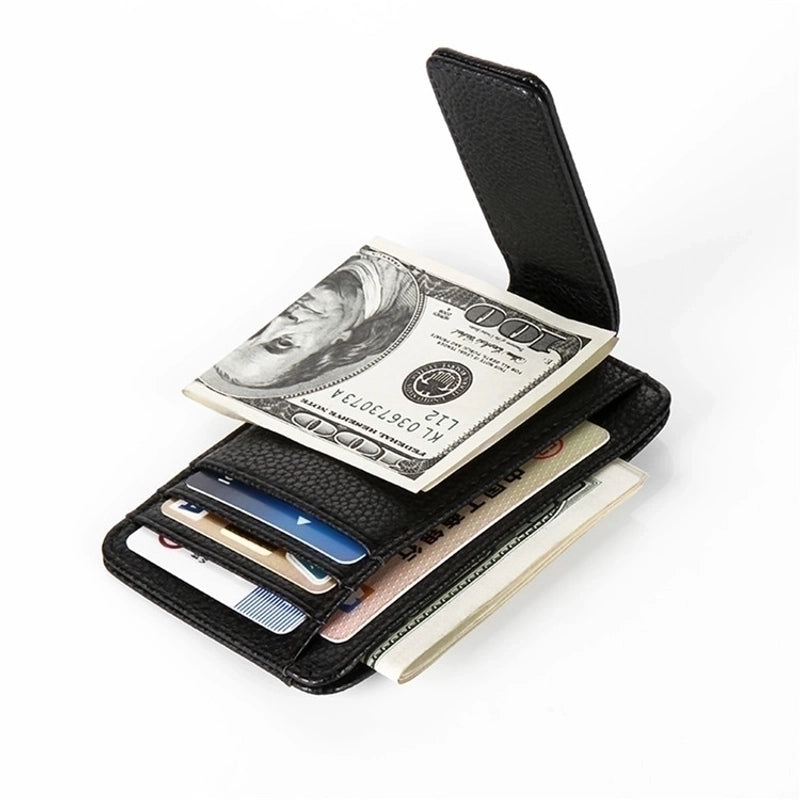Men's Solid Color Pu Leather Hidden Buckle Wallets