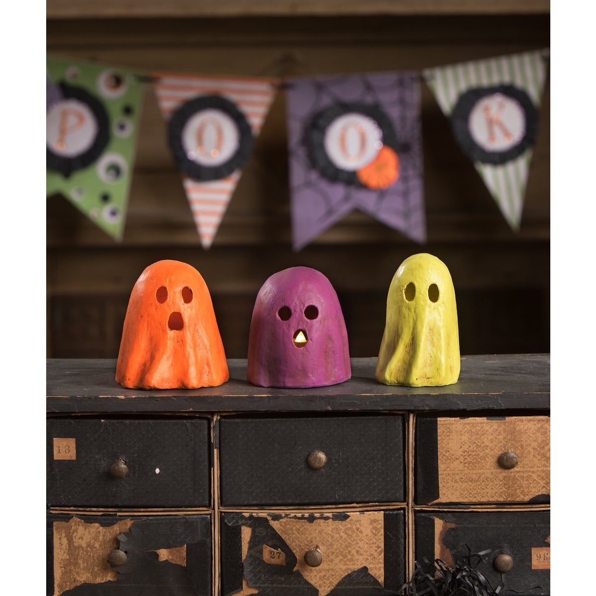 Colorful Ghoulish Ghost Luminaries