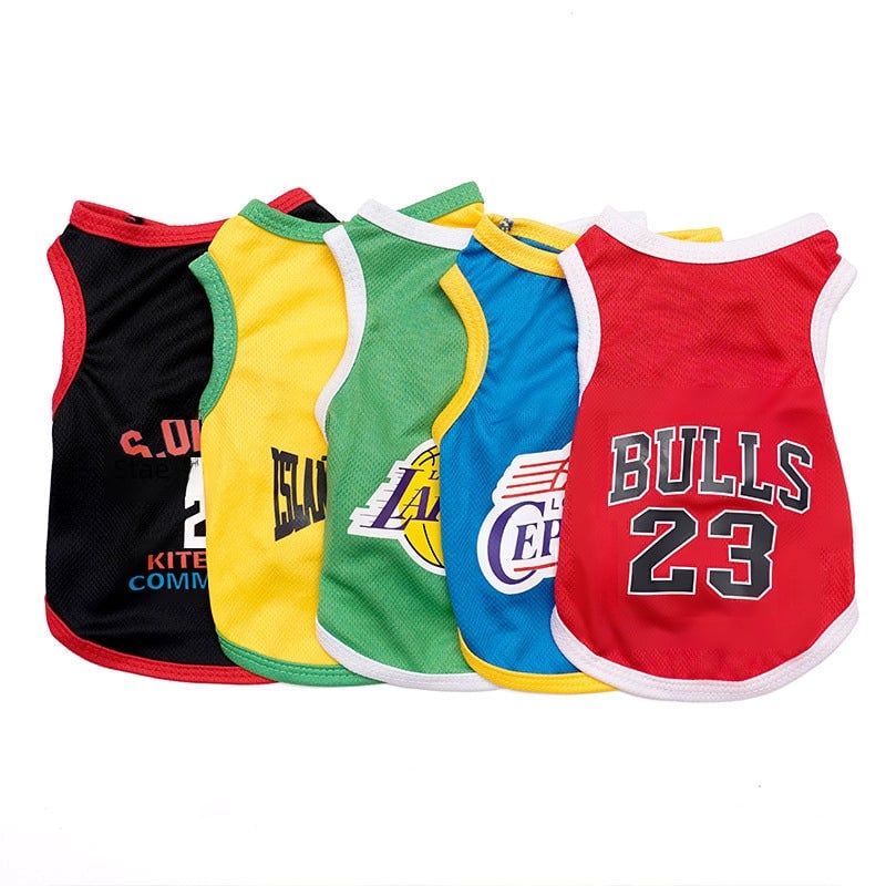 Summer New Pet Basketball Vest Breathable Mesh Dog Cat Clothes Teddy Bichon Frise Pomeranian Fashion Accessories