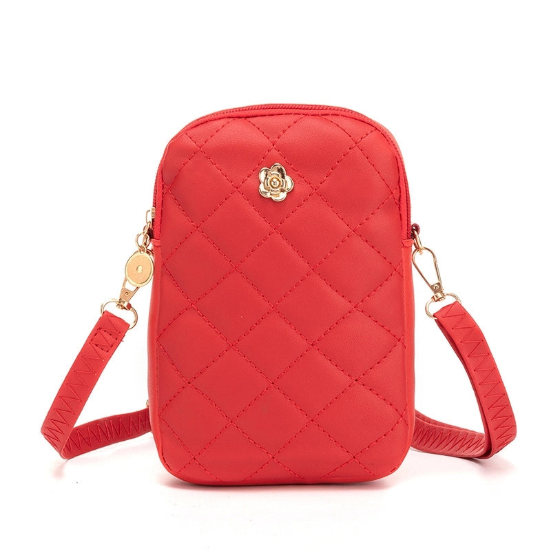 Women's Small Pu Leather Solid Color Lingge Vintage Style Classic Style Zipper Phone Wallets