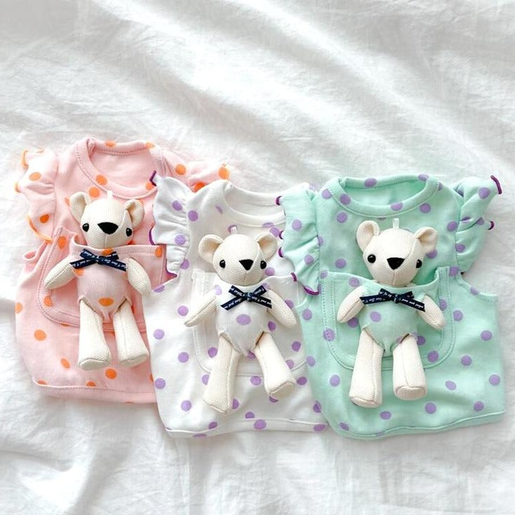 Polka Dot Dog Clothes With Bear Doll