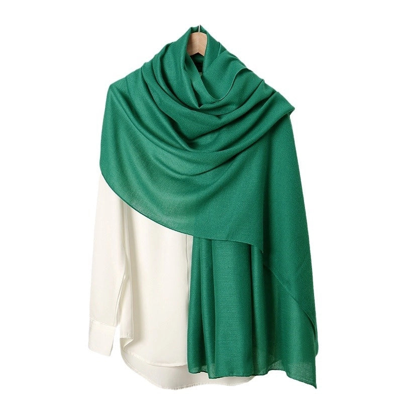 Women's Casual Sweet Solid Color Cotton And Linen Scarf