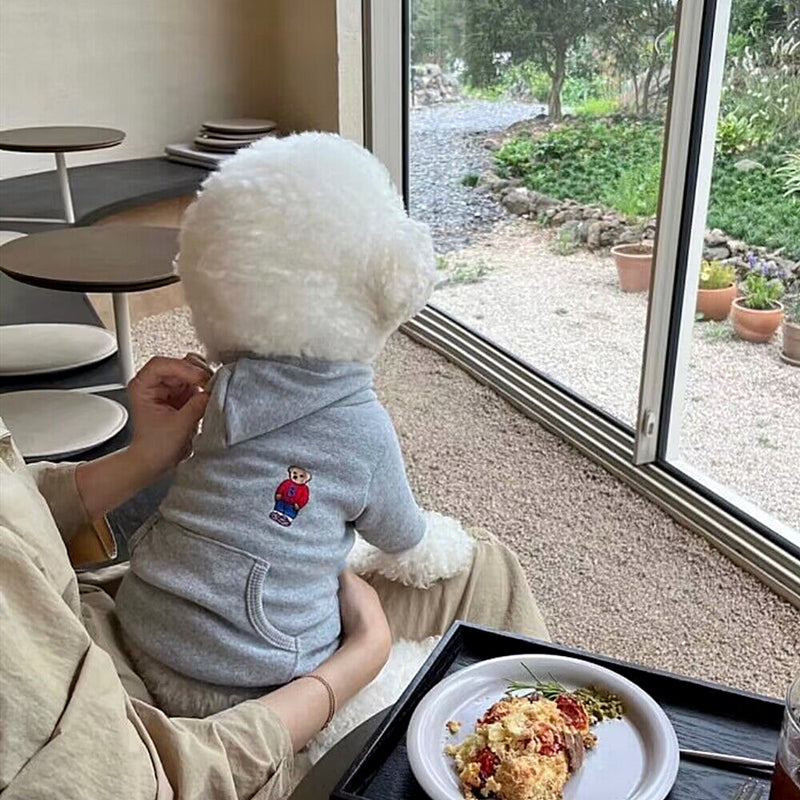 Casual Bear Printed Dog Cat Pocket Hoodie