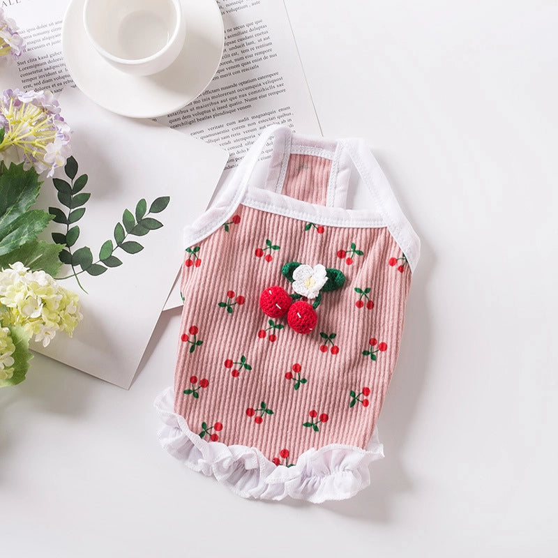 Casual Cute Polyester Cherry Pet Clothing