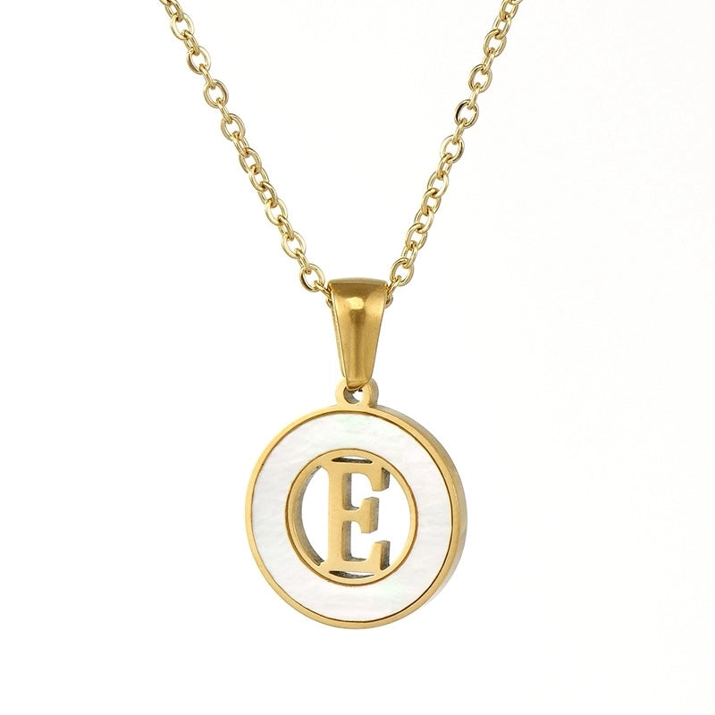 Minimalist Letter Stainless Steel Pendant Necklace Plating Hollow Out Shell Stainless Steel Necklaces