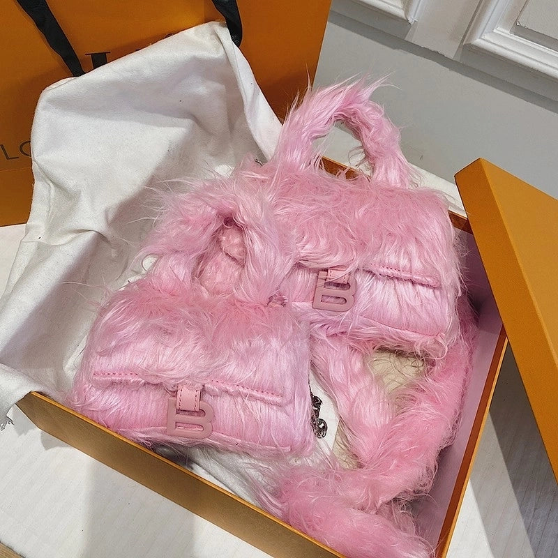 Candy Color Plush Bag Autumn And Winter New Handbag Messenger Bag