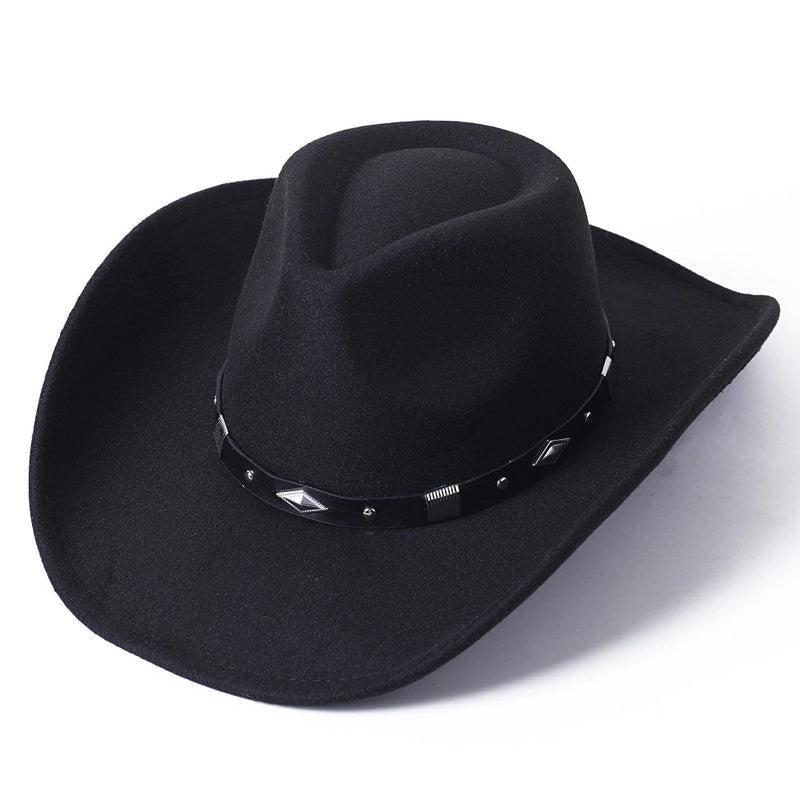 Cowboy Hat Woolen Jazz Gift Hat Men And Women Autumn And Winter Felt Hat Big Brim