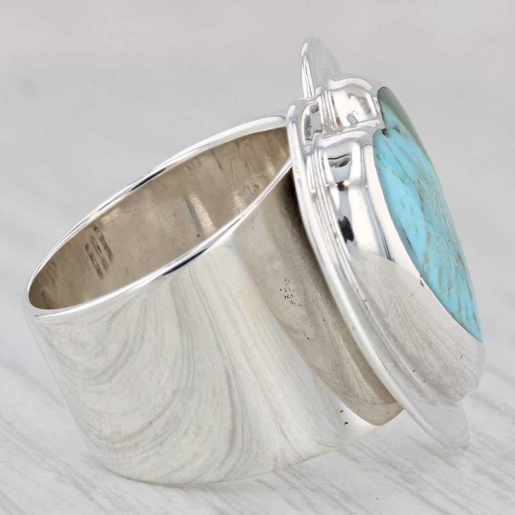 Vintage Imitation Turquoise Heart Sterling SIlver Ring Size 6.5