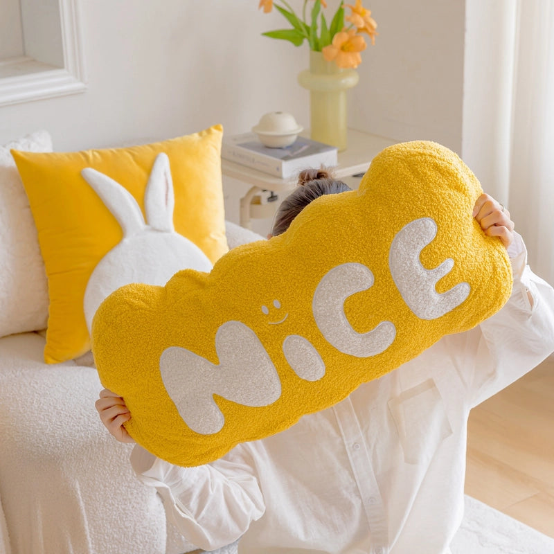 Cute Letter Flower Dutch Velvet Throw Pillow Pillow Cases Couch & Sofa Decor