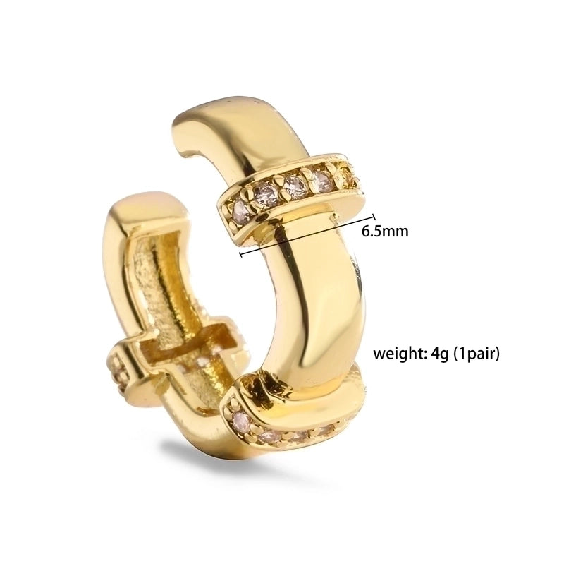 1 Pair Ig Style French Style Minimalist Leaves Twist Plating Inlay Copper Zircon 18k Gold Plated Ear Cuffs