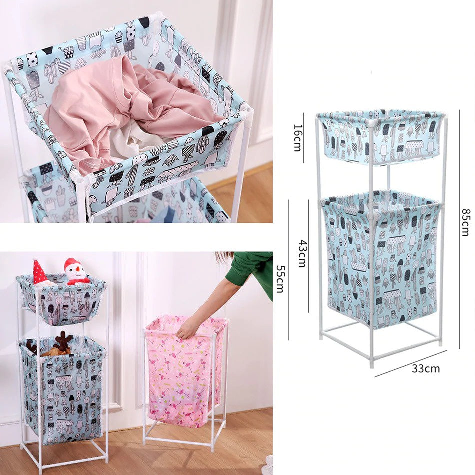 [ 2 LAYER ] Large Capacity Dirty Laundry Cloth Basket