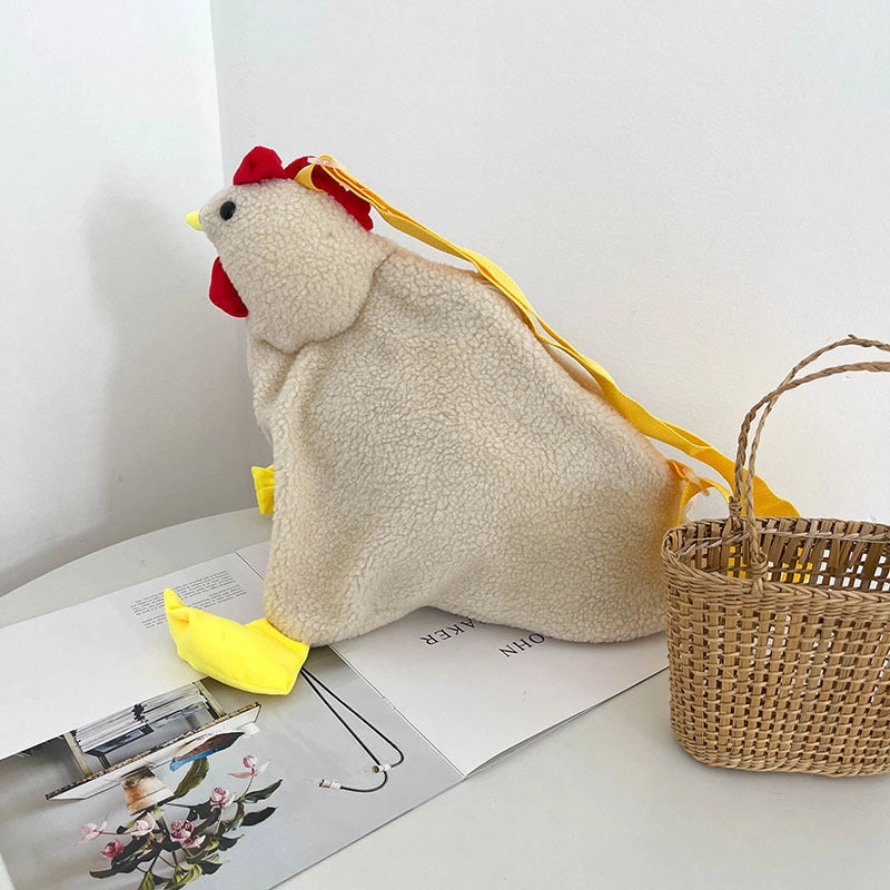 Women's Medium Plush Animal Cute Square Zipper Crossbody Bag