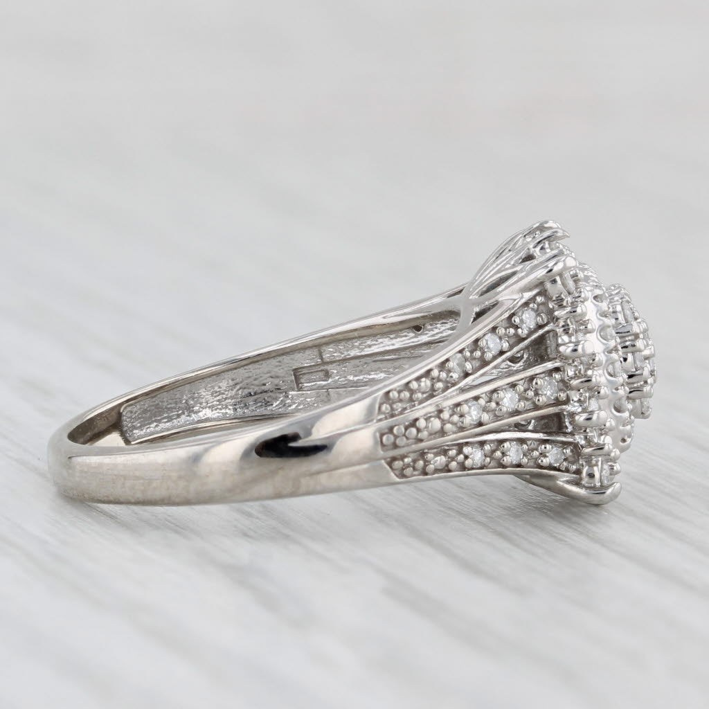 0.24ctw Diamond Cluster Halo Engagement Ring 10k White Gold Size 7