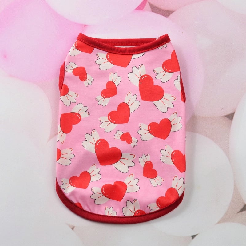 Sweet Polyester Valentine'S Day Heart Shape Wings Pet Clothing